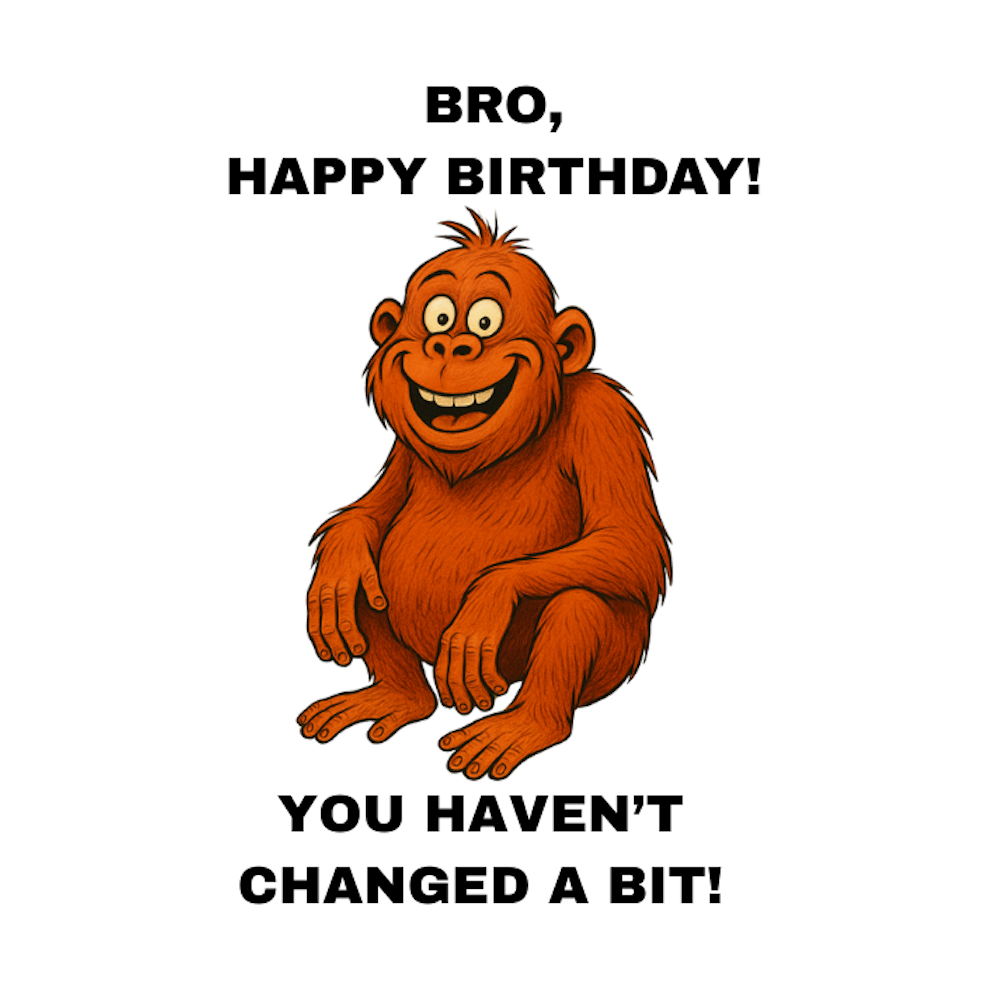BRO, HAPPY BIRTHDAY!  YOU HAVEN'T CHANGED A BIT - AVAILABLE AS A FUNNY MUG OR TUMBLER