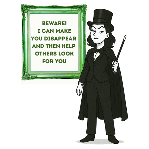 BEWARE!  I CAN MAKE YOU DISAPPEAR AND THEN HELP OTHERS LOOK FOR YOU - AVAILABLE AS A FUNNY MUG OR TUMBLER